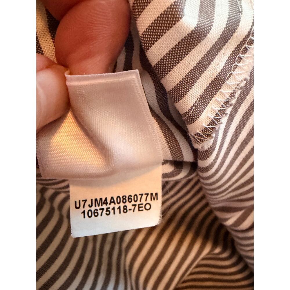 Anne Klein Pinstripe Button Front Blouse Gray White Women’s Medium - Picture 11 of 12